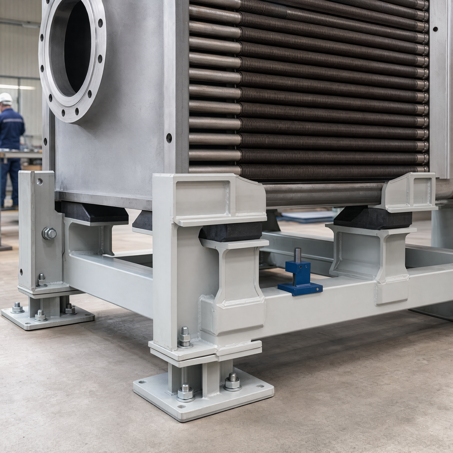 Illustrative support relationship between exchanger body and frame