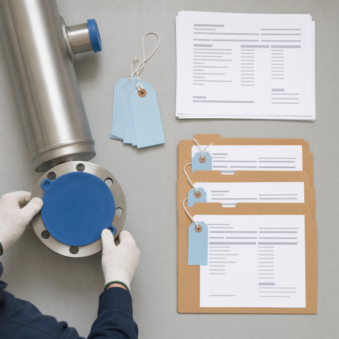 Illustrative capped interface, tags and grouped non-readable delivery documents
